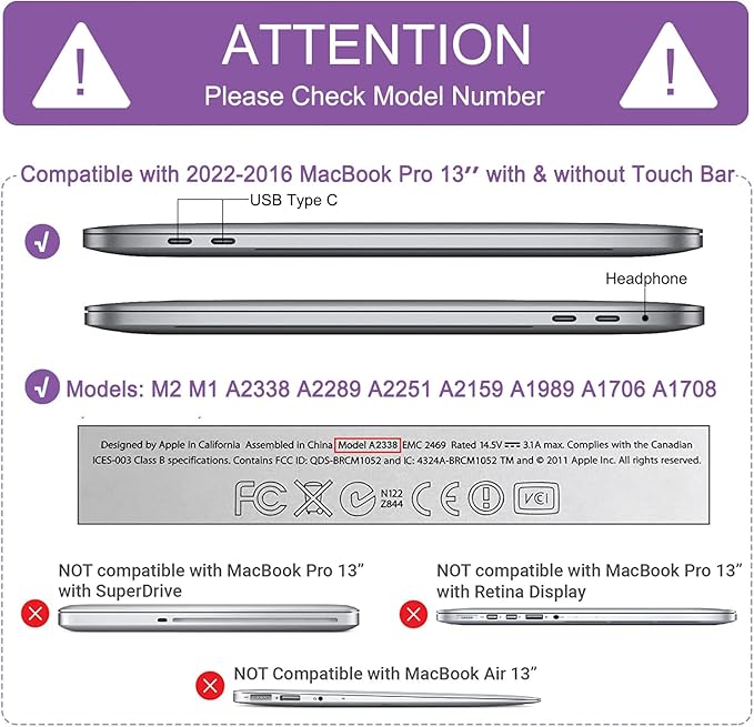Anban Compatible with MacBook Pro 13 inch Case M2 2025-2016 M1 A2338 A2251 A2289 A2159 A1989 A1706 A1708, Plastic Hard Shell+Keyboard Cover+Screen Skin for MacBook Pro 13.3 inch Case, Shiny Rose Gold