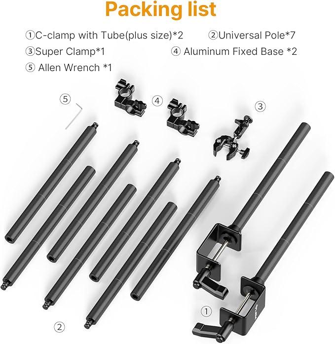 JUSMO LS15 Desk Overhead Camera Mount Rig Top-Down Shots, Professional Aluminum Tabletop Multi-Device Mount Platform for Product Photography/Video Making/Picture Taking/Live Stream and More