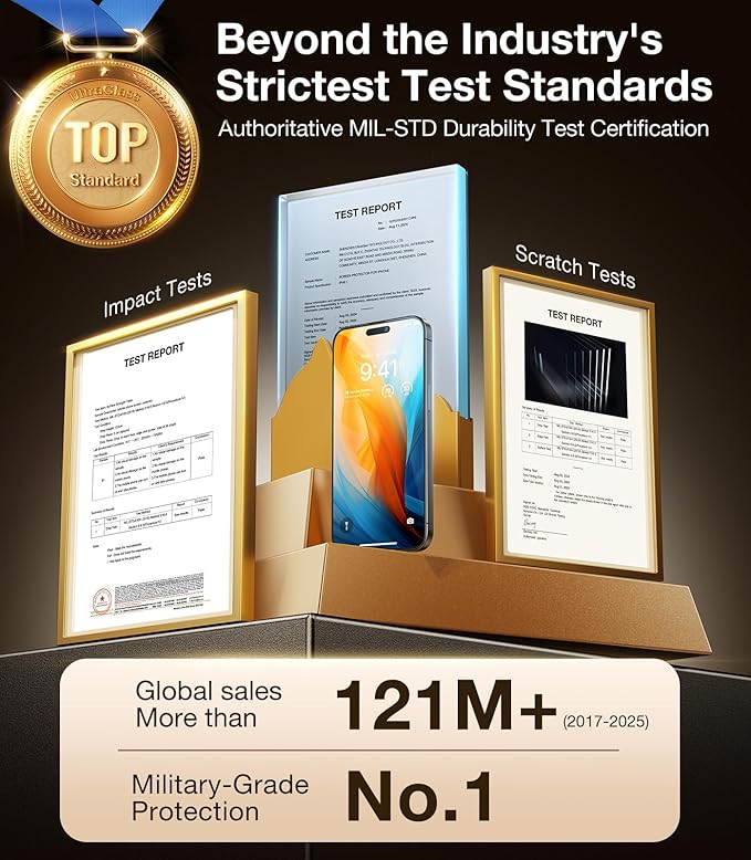 UltraGlass UNBREAK TOP 9H+ Glass for iPhone 16 Pro Max Screen Protector (12FT Military Grade Shatterproof) Screen Protector 16 ProMax Tempered Glass (Longest Durable) Full Edge Coverage, 2 Pack