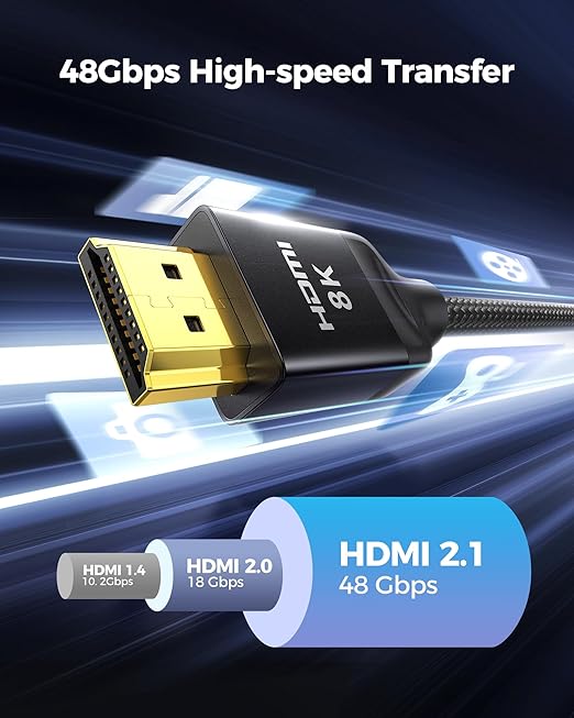 Silkland 10K 8K HDMI 2.1 Cable 10FT, (Upgrade Braided) Certified Ultra High Speed HDMI® Cable [8K@60Hz, 4K@120Hz] 48Gbps, HDR, eARC, HDCP 2.2&2.3, Compatible for Soundbar/PS5/Xbox/Roku TV