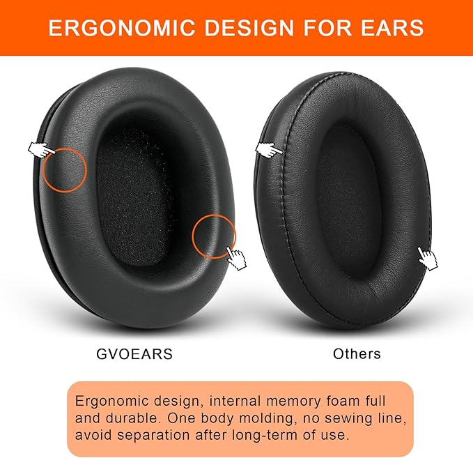 Earpads Replacement for Audio Technica M50X, GVOEARS Ear Cushions for HyperX Cloud/Alpha, for ATH M50X M40X Turtle Beach Stealth & More Headphones with Thick Foam/Soft Leather