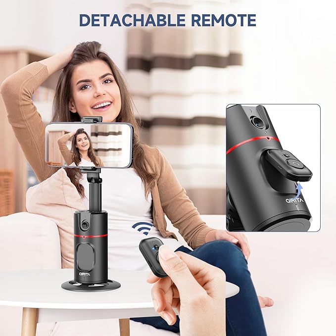 Auto Face Tracking Tripod, No App, Smart Shooting Phone Holder with Remote, 360° Rotation Body Phone Camera Mount with Phone Holder Body Smart Tracking Tripod for Vlog/TIK Tok, Rechargeable Battery
