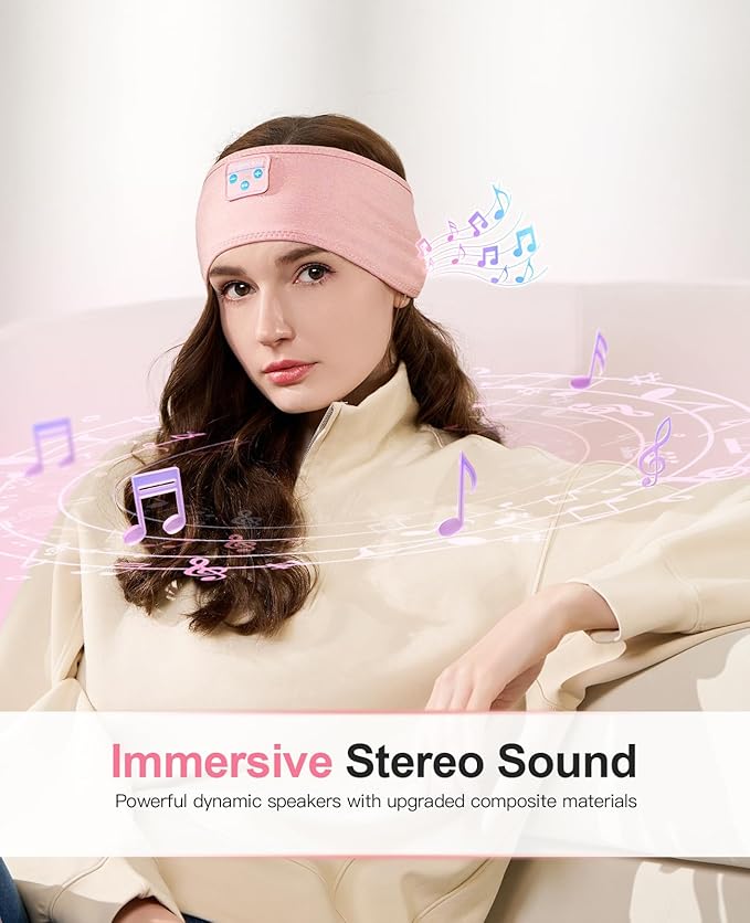 Perytong Sleep Headphones - Bluetooth Headband Wireless Sleeping Headband with Earphones Music Band Unique Gifts for Men Women
