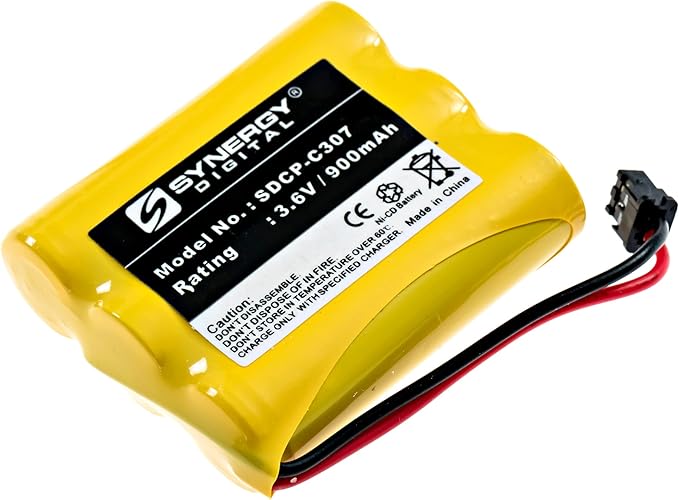 Synergy Digital Cordless Phone Battery, Compatible with Radio Shack 23-193 Cordless Phone, (Ni-CD, 3.6V, 900mAh) Ultra High Capacity, Replacement for Panasonic HHR-P505 Battery