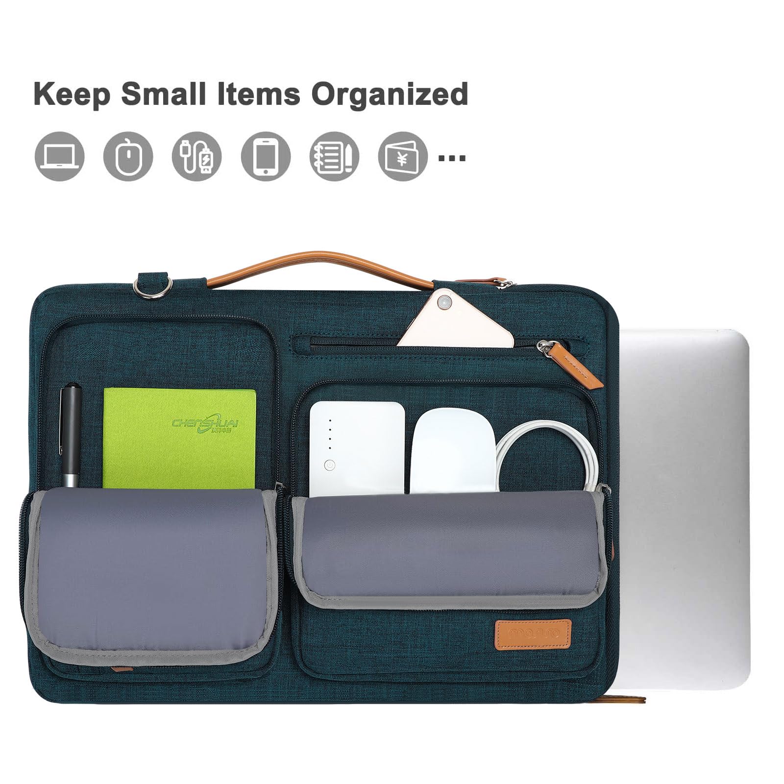 MOSISO 360 Protective Laptop Shoulder Bag,17-17.3 inch Computer Bag Compatible with MacBook, HP, Dell, Lenovo, Asus Notebook,Side Open Messenger Bag with 4 Zipper Pockets&Handle, Teal Green