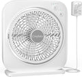 Portable Table fan, Window Fan,Small Box Fan with 3 Powerful Speed & 4 Timer Setting, 270° Pivoting Quiet Square DC Fan for Home Office Bedroom Bathroom Kitchen