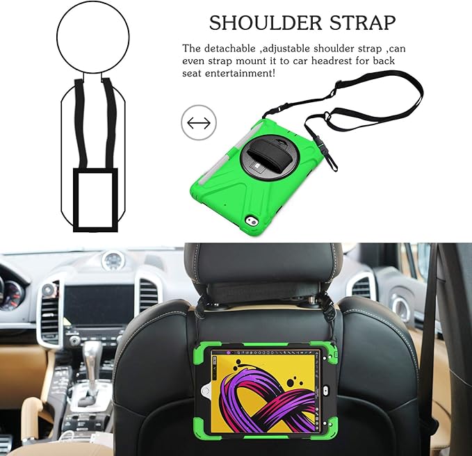 BRAECN iPad mini 5 Case,iPad mini 4 Case, Heavy Duty Shockproof Protective Rugged Case with Pencil Holder,Hand Strap,Kickstand, Shoulder Strap for iPad mini 5th/4th Generation 7.9 Inch for Kids