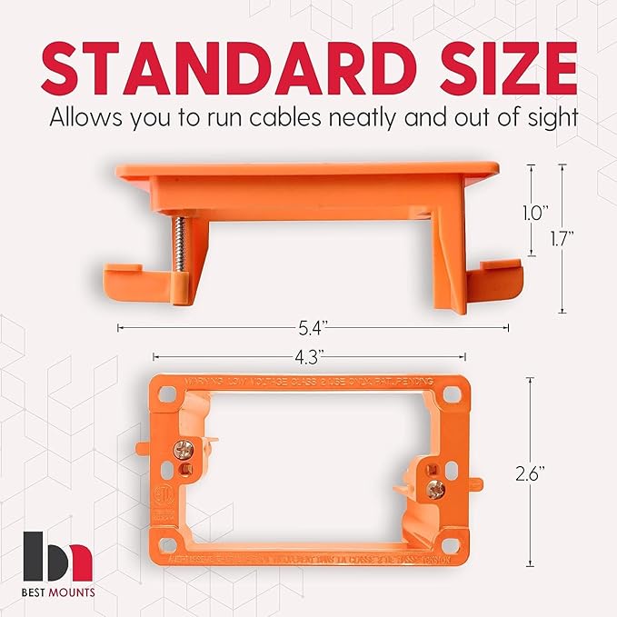 2 Pack Wall Plate Cable Pass Through with Bracket - In Wall Cable Management Kit - Recessed Cable Wall Plate Pair with Single Gang Low Voltage Mounting Bracket - Decorator Cover for Low Voltage Cables