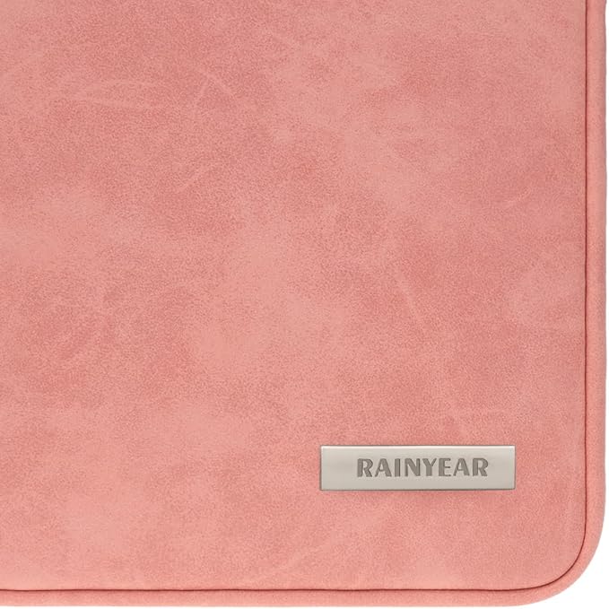 RAINYEAR 11 Inch Laptop Sleeve PU Suede Leather Case Protective Padded Cover Water Resistant Carrying Bag Compatible with 11.6 MacBook Air Surface Pro for 11 Notebook Computer Tablet Chromebook(Coral)