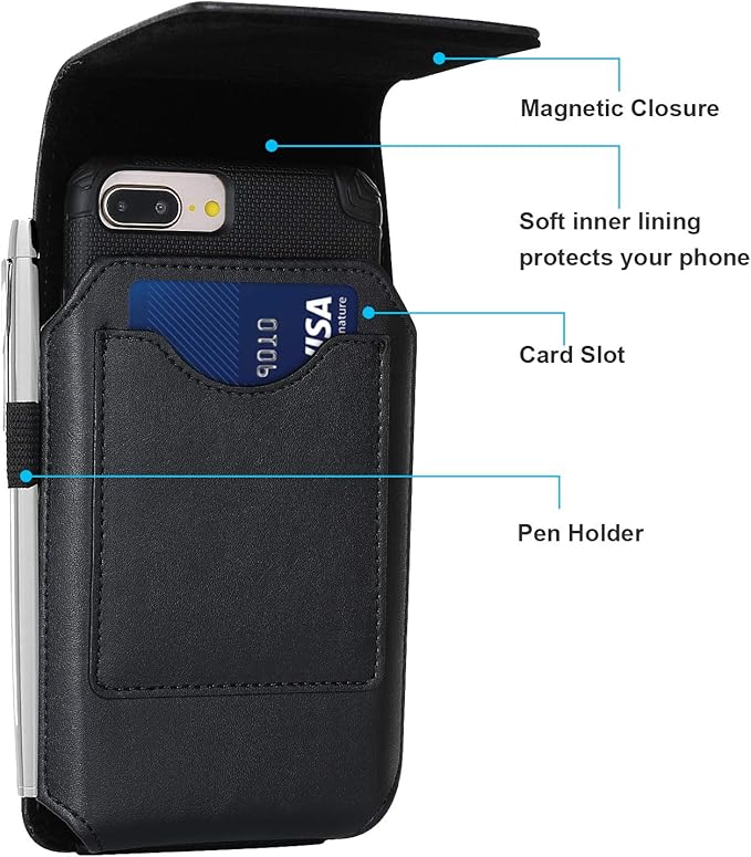 BECPLT Phone Holster for Galaxy S25 Ultra S24/S23/S22/S21/S20 Ultra Leather Belt Case 360 Rotating Pouch Holster Belt Clip Case Holder Black