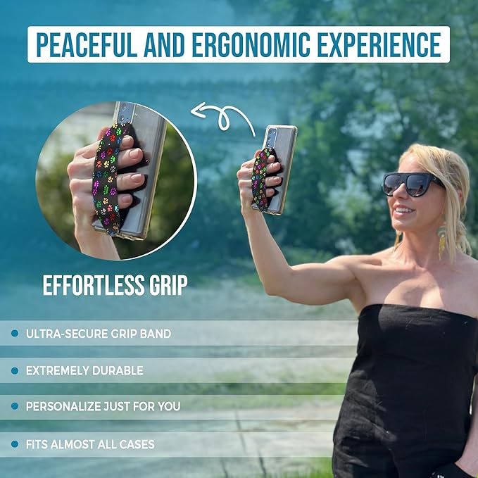 Phone Grip Strap - Reversible Finger Holder for Phone Back, Customizable Anti-Slip Design, Wireless Charging Compatible Detachable Holder for iPhone - Gold & Red Alligator