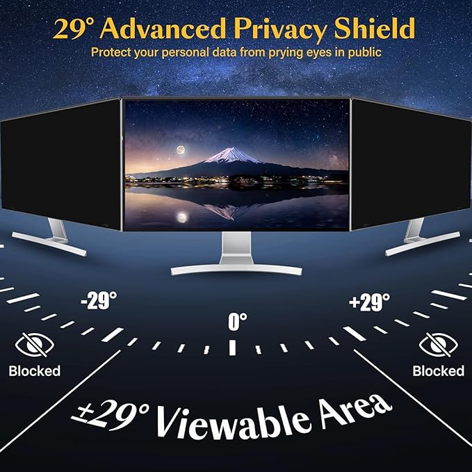 Magnetic 32 inch Computer Privacy Screen Filter for 16:9 Widescreen Monitor Desktop PC, 32in Hanging Removable Anti Glare Blue Light Eye Protection Shield, Anti Spy Screen Protector Panel