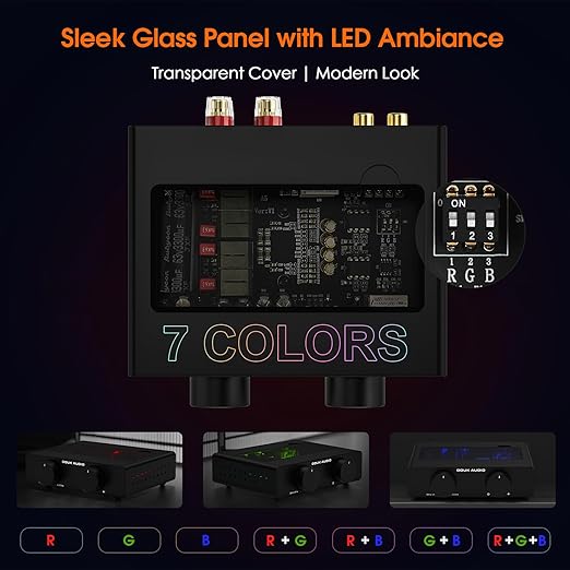 Douk Audio A5 2 Channel TPA3255 Stereo Amp, 300 Watts x2 Mini Hi-Fi Audio Power Amplifier Class D for Home Theater System, Passive Bookshelf Tower Speakers with High-Pass Filter + 48V Power Supply