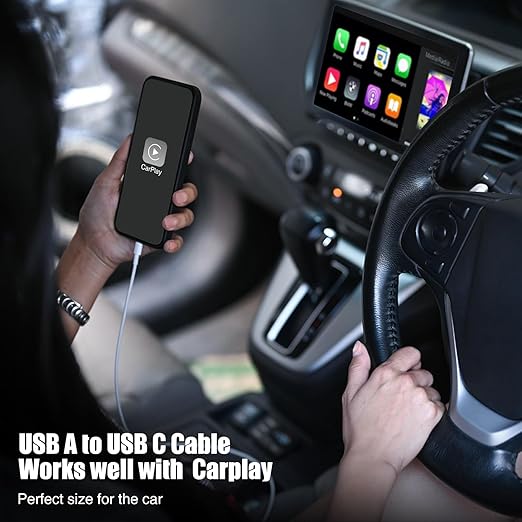 Car Carplay Cable for iPhone 16 15 Pro Plus Pro Max，3-Pack [3.3FT+3.3FT+6FT] USB A to USB C Cable for iPhone 16 15，for iPad Pro/Air/Mini，for Samsung Galaxy S24/S23/S22，for MacBook Pro/Air and More