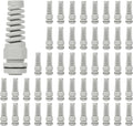 LeMotech 50Pcs NPT 1/2" IP68 Waterproof Cable Gland Flex Spiral Strain Relief Grey Nylon Joint with Gaskets for 6-12mm Wire Thread