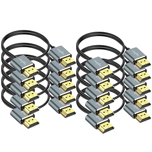 Twozoh Slim 4K HDMI Cable 1.6FT 10 Pack, Ultra Thin & Flexible Skinny HDMI to HDMI 2.0 Cord Support 4K/60HZ 18gbps Laptop, Monitor, PS5, PS4, Xbox One, Fire TV