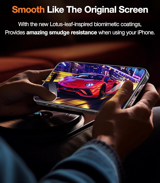 TORRAS 12 FT Military-Grade Shatterproof for iPhone 15 Pro Max Screen Protector [9H+ Aerospace Tempered Glass＆ One-Step Installation] Full Coverage Fit Bubble Free Top-Notch Protection, 2 Pack