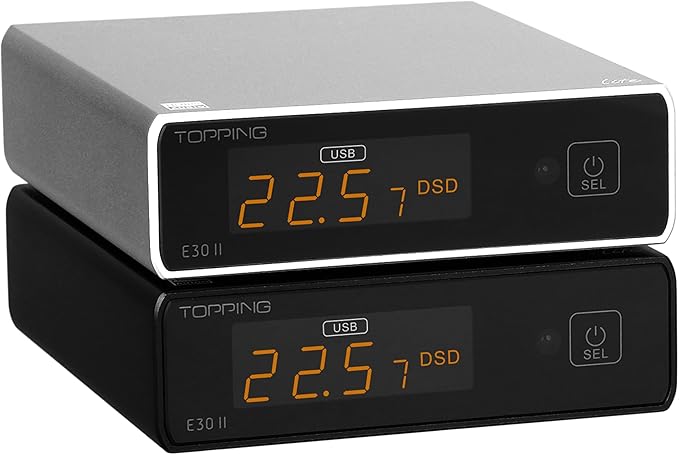 Topping E30II lite DAC Preamp - AK4493S Hi-Res XMOS XU208 DAC 32Bit/768kHz DSD512 DSD Direct Mode for USB/Coax/Opt Inputs RCA HiFi Stereo Digital Audio Decoder(Silver)