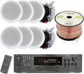 Vaiyer Home Theater System Kit, 6-Channel 6000 Watts Bluetooth Amplifier with 5.25" 8 Qty of 175 W Each in-Wall in-Ceiling Speakers & 16 AWG 500 ft. Speaker Wire Perfect for Home, Office, Restaurants