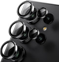 WSKEN for Samsung Galaxy S24 Ultra Camera Lens Protector, Ultra Thin Scratch Resistant 9H Tempered Glass with Aluminum Metal Circle Camera Screen Protector Cover Accessories, Black