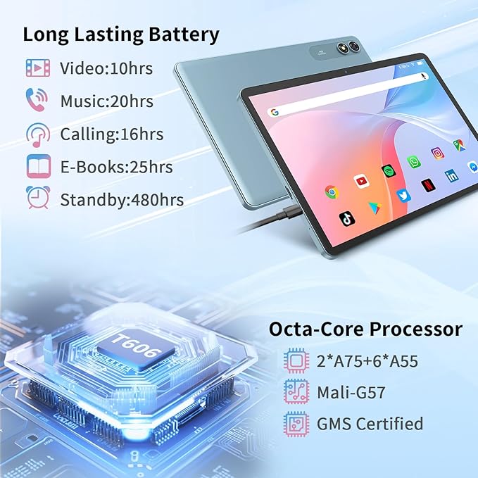 Android Tablet with Keyboard,10 inch Android 15 tablet, 24GB RAM 128GB ROM, 1TB Expand, Octa-Core, Widevine L1, 2.4G/5G WiFi, 8000mAh, Bluetooth, GMS, 2 in 1 Tablet with Case, Mouse, Stylus（Green）