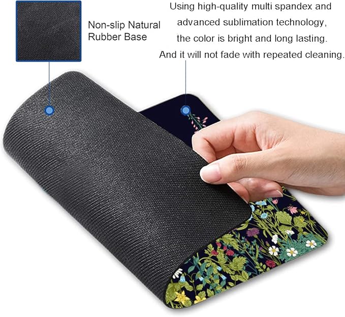 Floral Mouse Pad, Square Waterproof Non-Slip Rubber Base Mouse Pad for Office Laptop, 9.5"x7.9"x0.12" Inch (Weed Flower)