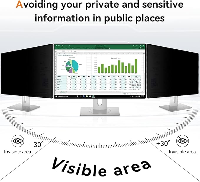 23.8 Inch Computer Privacy Screen Filter for 16:9 Aspect Ratio Widescreen Monitor - Anti Glare Blue Light Filter, Removable Computer Monitor Privacy Shield, Anti-Scratch Screen Protector Film 23.8 in