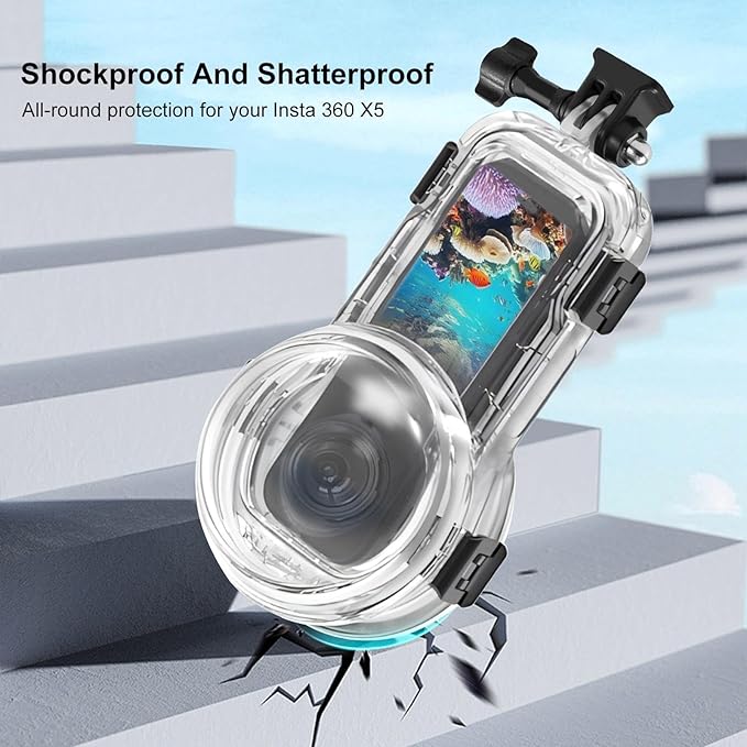 PULUZ Invisible Dive Case for Insta360 X5, [196ft/60m] Waterproof Case Diving Housing Cover Protective Underwater Shell for Insta 360 X5 Action Camera Accessories