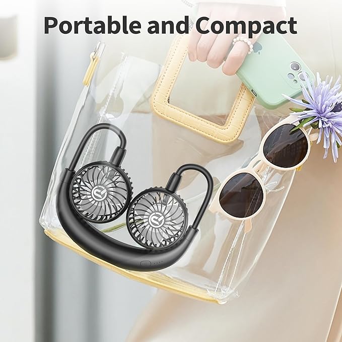 PANERGY Portable Neck Fan Rechargeable Hand Free Personal Fan Mini Wearable Battery Operated USB Fan for Men Women Kids Sport Work Travel