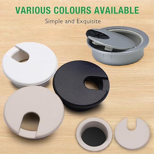 10 Pcs Desk Grommet 1-3/8" / 35 mm, Desk Cord Hole Cover, Cable Grommet ABS Plastic, Desk Hole Grommet for Home & Office Pc, Detachable Cable Cord Organizer-Light Grey