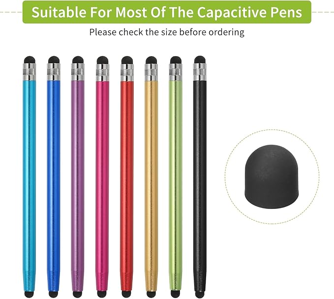 MECCANIXITY 20Pcs Replacement Stylus Pen Tips 8mm Conductive Capacitive Touch Screen Pens Tips Silicone Rubber, Black