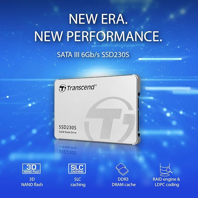 Transcend 128GB 2.5" SATA III 6Gb/s SSD with DRAM, Up to 560MB/s, Compatible with PS4, Laptops&Desktops, PCs&Notebooks, Internal Solid State Drive with SLC Cache, 3D TLC NAND, RAID Engine, LDPC Coding
