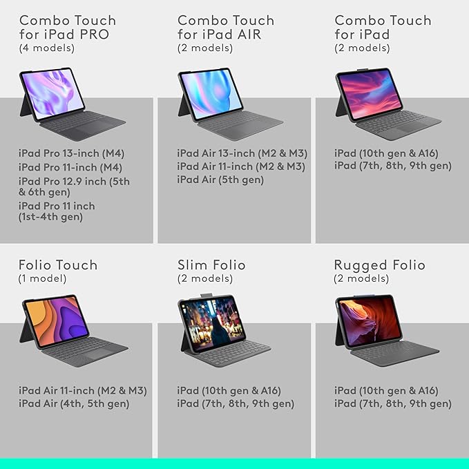 Logitech Combo Touch iPad 10th Gen Case, Detachable Keyboard, Large Precision Trackpad, Backlit Keyboard, Smart Connector - Oxford Gray