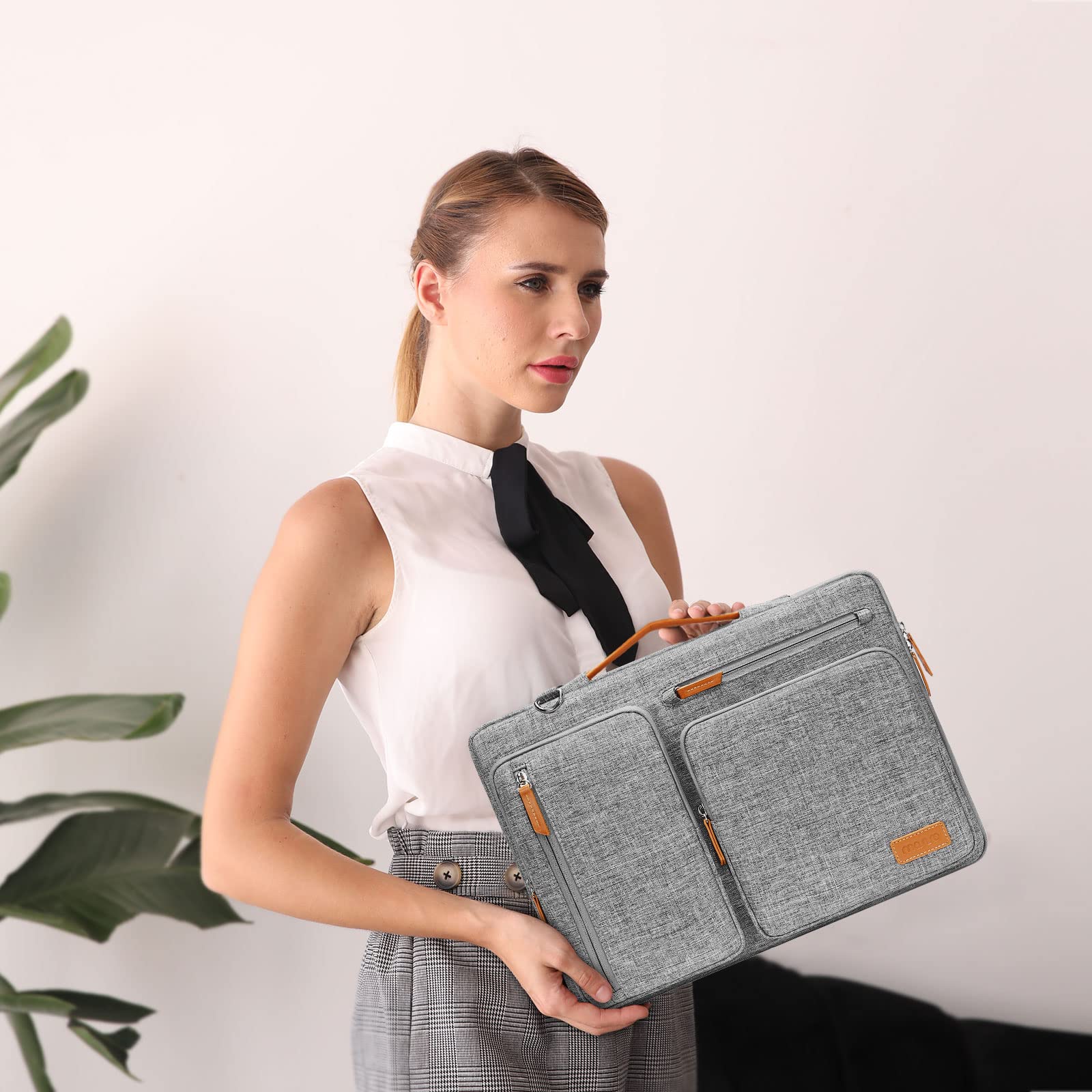 MOSISO 360 Protective Laptop Shoulder Bag,14 inch Computer Bag Compatible with HP Lenovo Dell ASUS Acer, HP, Dell Latitude, Lenovo,Side Open Messenger Bag with 4 Zipper Pockets&Handle, Gray