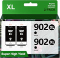 902XL Ink Cartridges for HP Printers Replacement for HP 902XL Black Ink Cartridge High-Yield Works for 6958 6962 6950 Pro 6978 6968 6975 Printer T6M14AN 2-Pack, Upgraded Chip Version