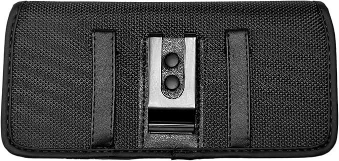Nylon Cellphone Holster for iPhone 12/13/14/15 Pro Max/Plus, Samsung Galaxy A04S A13 A14 A15 S22 S23 S24 Plus- Horizontal Case Canvas Waist Carrying Pouch with Belt Clip/Loops, Black