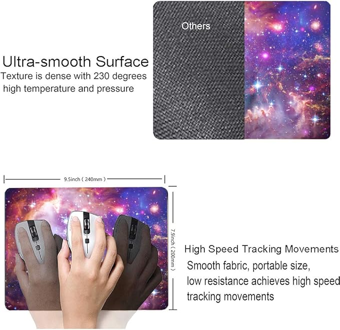 Bright Star Galaxy Mouse Pad - Space Gaming Mat, Non-Slip Waterproof Square, 9.5x7.9x0.12 Inch