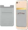 2 Pack Stick On Wallet Sleeve Cell Phone Dual Pocket Card Holder Double Pocket Pouch for iPhone Android Smartphone (2Pack GRAY)