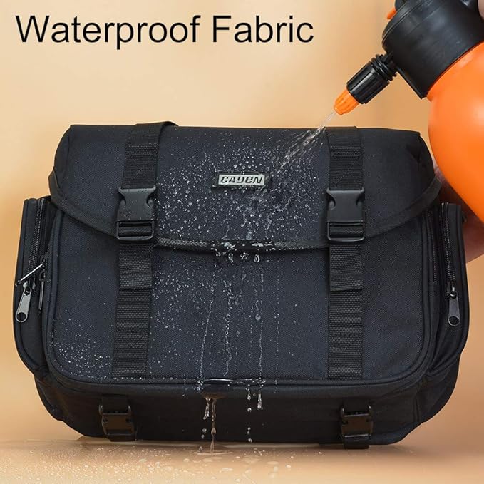 CADeN Camera Bag Case Shoulder Messenger Bag with Tripod Holder Compatible for Nikon, Canon, Sony, DSLR SLR Mirrorless Cameras Waterproof (Black, Small)