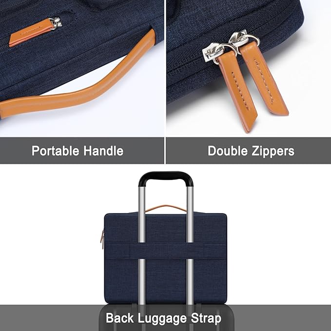 MOSISO 360 Protective Laptop Case 14 inch, 14 inch Laptop Sleeve Compatible with HP Lenovo Dell ASUS Acer, HP, Dell Latitude, Lenovo, Side Open Carrying Case with 4 Zipper Pockets&Handle, Navy Blue