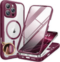 Miracase Magnetic for iPhone 16 Pro Case Full-Body Phone with Built-in Glass Screen Protector, [Compatible with MagSafe] Military Drop Proof 16 Pro Cover Bumper 6.3 inch, Plum
