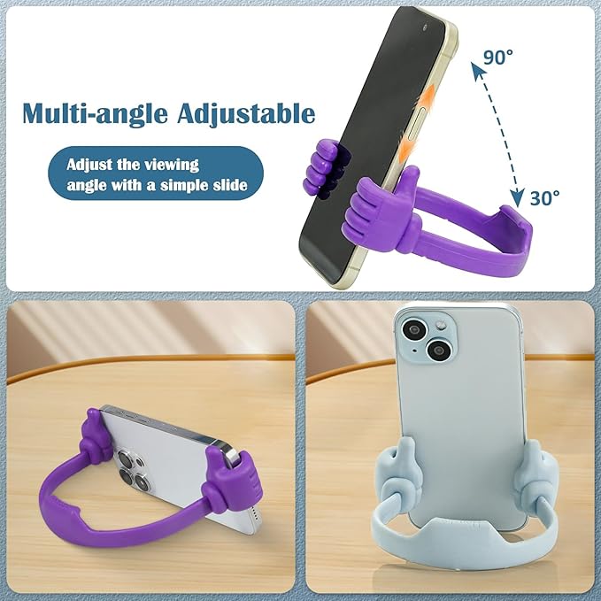 Honsky Thumbs-up Cell Phone Stands, Tablet Display Stands, Cellphone Holder, Mobile Smartphone Mount Cradle for Desk Desktop â€“ Universal Multi-Angle Cute, 2 Packs, Yellow, Blue
