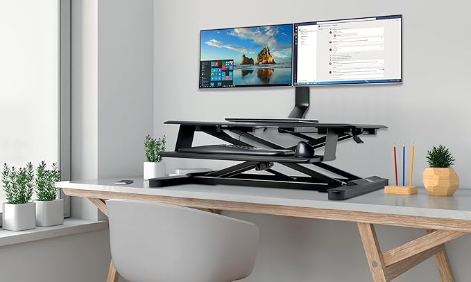 Kensington Dual Monitor Mount for Desk, C-clamp Vesa Monitor Stand Fits 2 Ultrawide Monitors Up to 27 Inches, Low Profile Stand, Height Adjustable Rotating Free Standing Arm, Black