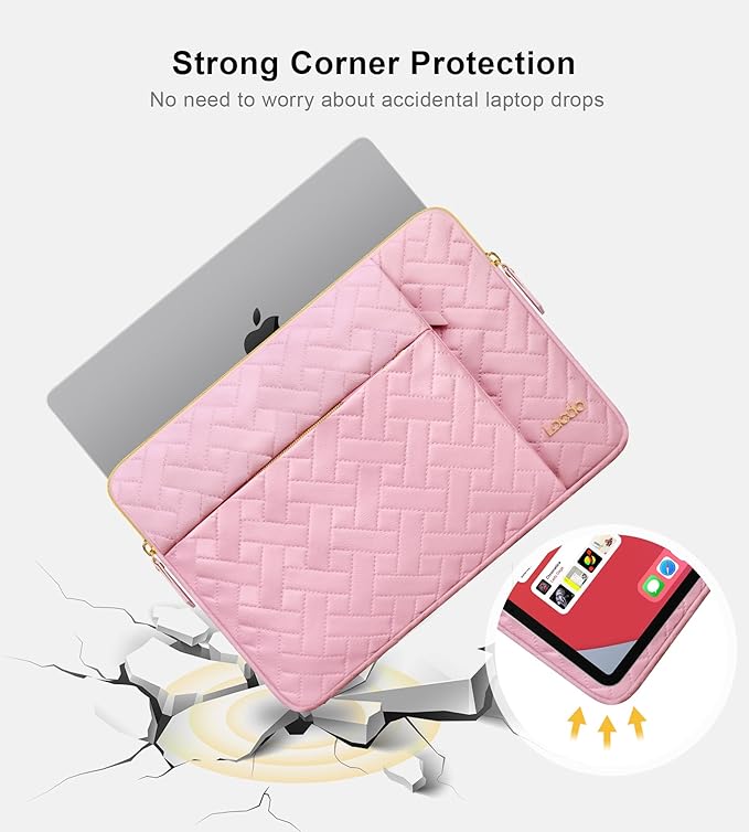 Lacdo Laptop Sleeve Case for 16 inch New MacBook Pro M4/M3/M2/M1 Pro/Max A3403 A3186 A2991 A2780 A2485 2024-2019 | 15 inch Microsoft Surface Laptop 7th Copilot+PC/6/5/4/3/2/1 Computer Bag, Sakura Pink