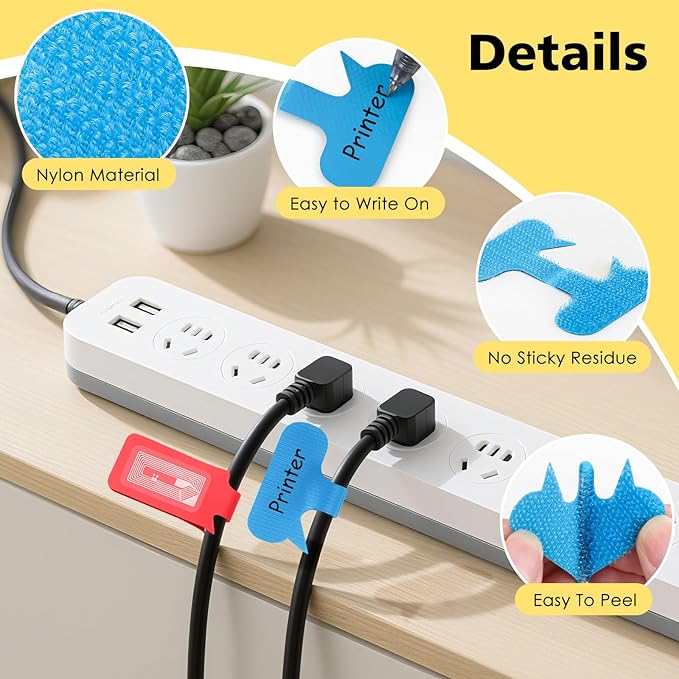 24 Set Smart NFC Cable Labels - 8 Colors Reusable Write-On Wire Labels with Blank NFC Tags, Programmable Cord Identification Labels for Electronics Cable Management, Oval and Rectangle