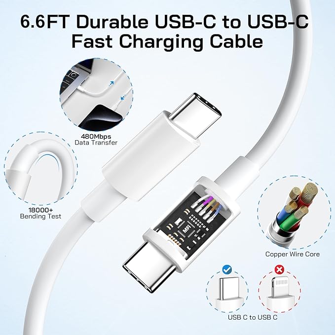 30W USB C i Phone 16 15 Charger Fast Charging,2PACK Wall Charger for iPhone 16 15 Pro Max Charger Cord 6.6FT Fast Type C Charger Block for iPhone 16/16 Pro/15 Plus/15 Pro/15 Pro Max,i Pad Pro/Air/Mini