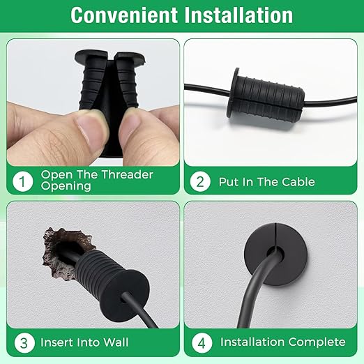 6pc Starlink Cable Grommet 3/4" Silicone Anti-Slip Wall Hole Pass Through Split Cable Bushings for TV Wire Ethernet Cord, Starlink Cable Routing Kit Accessories,38mm/1.5"Ht, Grey