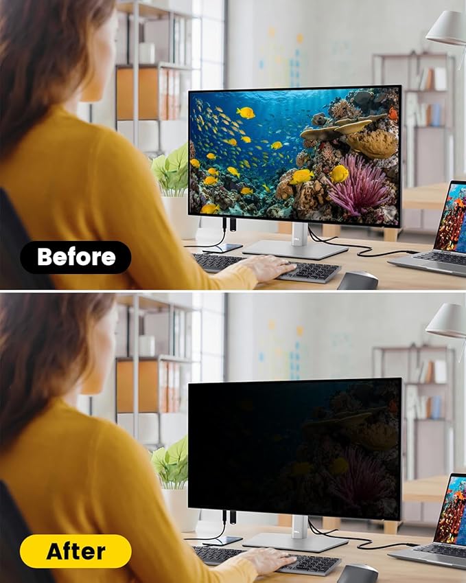 F FORITO 27 Inch 16:9 360°Privacy Screen Protector for Computer Monitor, Removable Eye Protection Anti Blue Light Anti Glare Computer Screen Privacy Shield for All 27" Widescreen Monitors