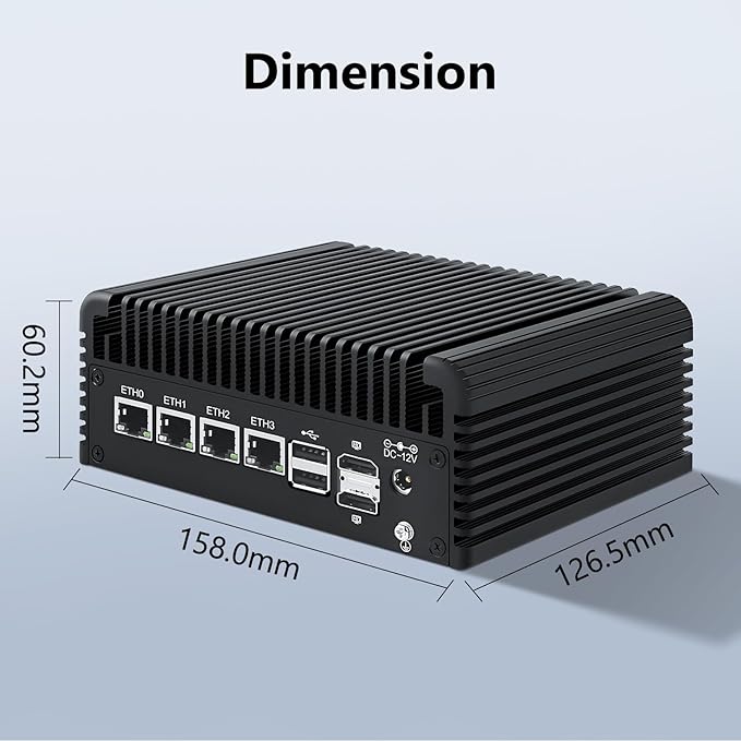 Firewall Micro Appliance Core N150,4xi226-V 2.5G Fanless Mini PC,DDR5,2*NVMe 2*SATA,6*USB,2*HDMI,Type-C,DP,Firewall Mini PC NAS Server