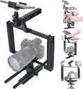 Universal Aluminum Alloy DSLR Mirrorless Camera Camcorder Stabilizer Extension Cage Mount for Mic Monitor Light, Movie Making Rig YouTube Tiktok Vlogging Video Kit w/Phone Holder for Canon Sony Nikon